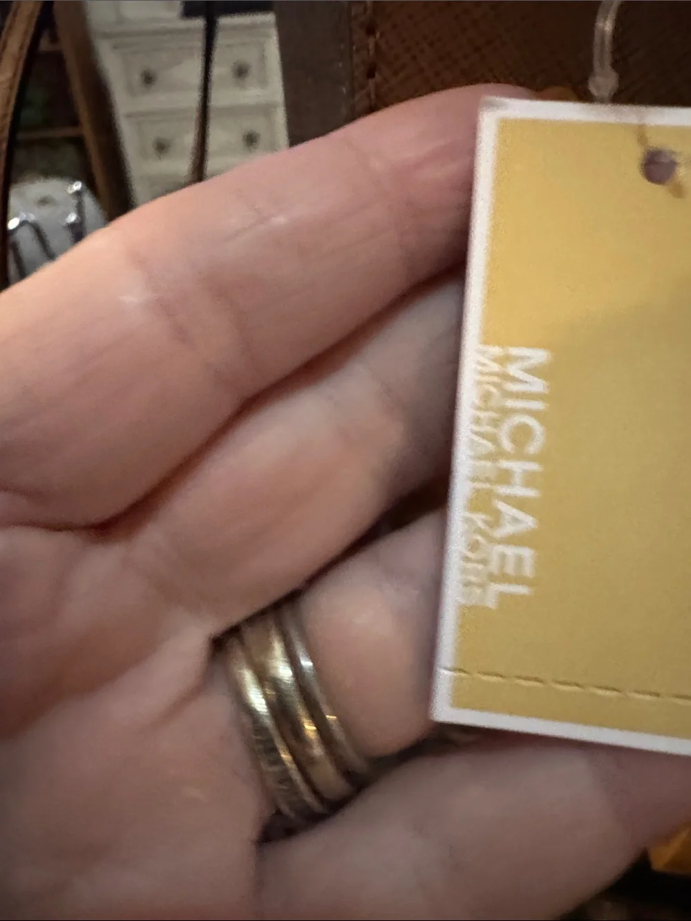 Michael Kors Brown Signature MK Logo Crossbody with Gold Chain